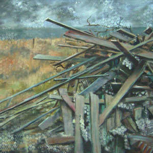 Bretterhaufen, 50x70, Acryl auf Leinwand, 2008, verkauft